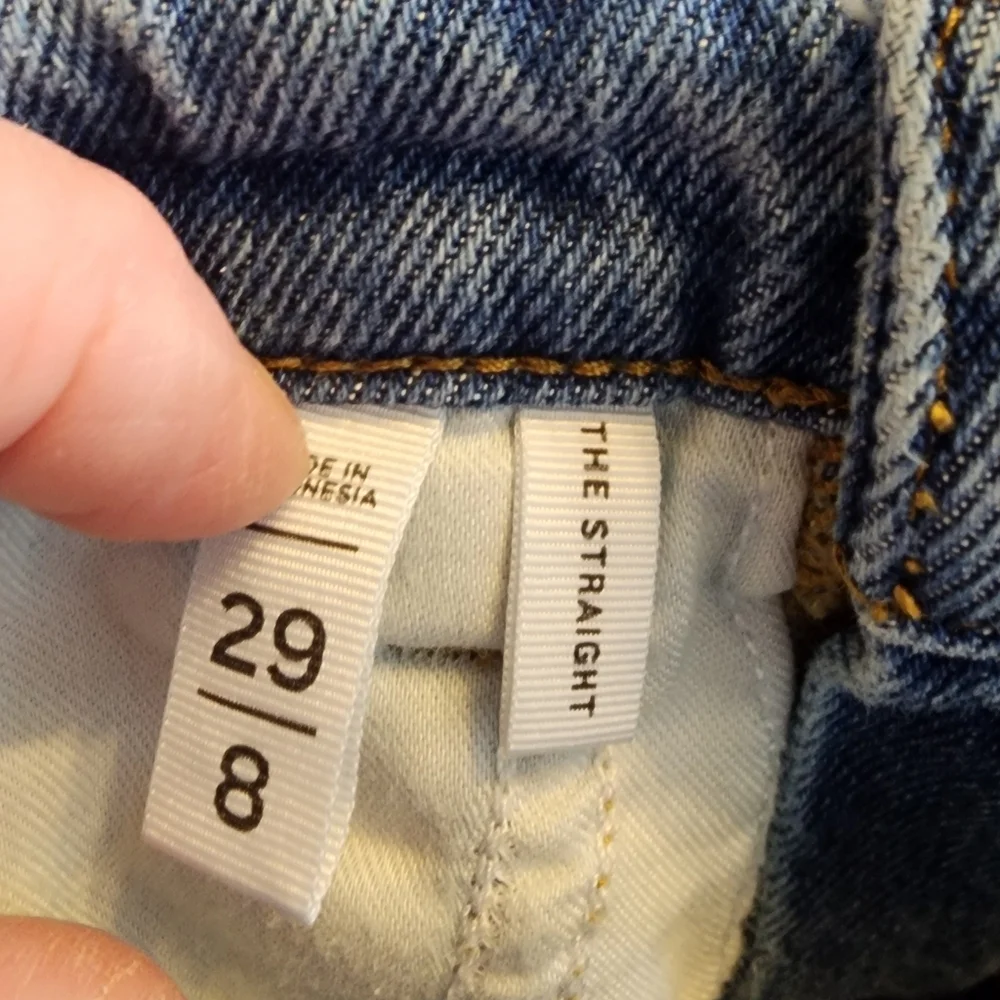 LOFT The Straight Cuffed Medium Blue Women's Jeans High Waist Summer Preppy - Picture 8 of 16